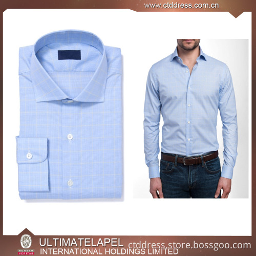 bespoke 100% cotton blue checks tailored shirts